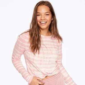 VS Pink Twisted Front Cropped Chalk Rose Tie Dye